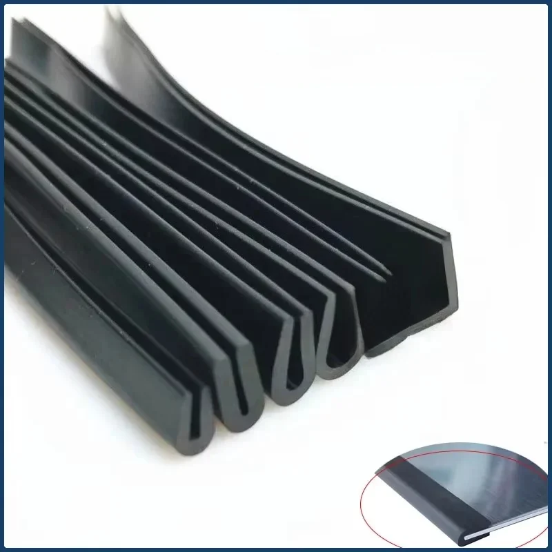 Bande d'étanchéité en caoutchouc en forme de U, rainure de 1M, 0.5mm à 40mm, protection noire, pour portes de voiture, verre, panneau métallique