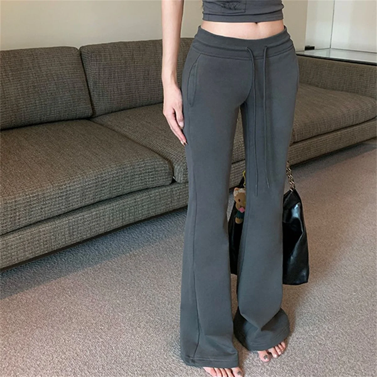 Y2k Hottie Low Waist Pants Women’s Sweatpants Solid Casual Vintage Sports Yoga Female Streetwear Flared Floor Pants And Trousers 3 Y2k Hottie Low Waist Pants Women's Sweatpants Solid Casual Vintage Sports Yoga Female Streetwear Flared Floor Pants And Trousers 3