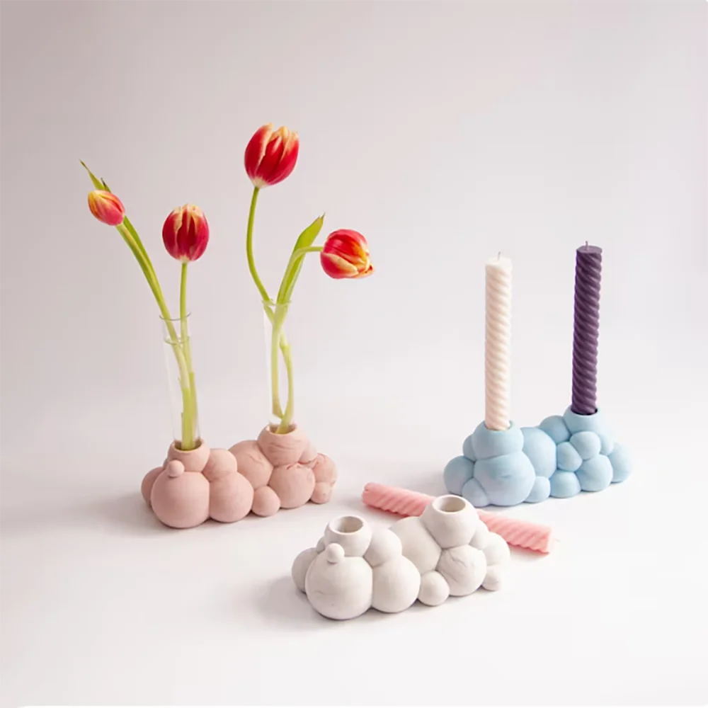 New shape creative candlestick mold, test tube flower arrangement tabletop decoration, concrete plaster decoration silicone mold