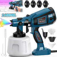 1400ML Electric Spray Gun 800W High Power HVLP Paint Sprayer Auto Furniture Steel Coating Airbrush for Home DIY With 4 Nozzles