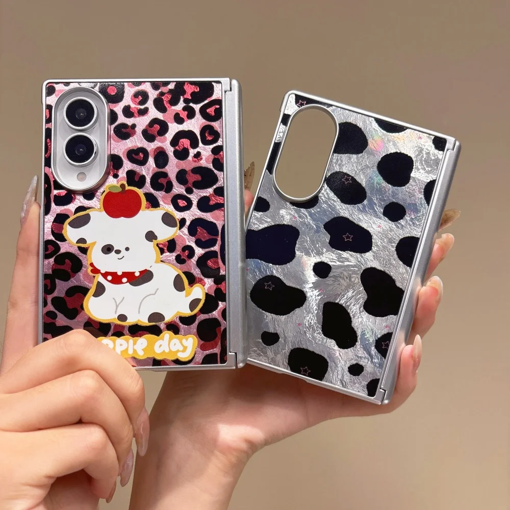 Ins Cute Leopard Dalmatian Print Phone Case for Samsung Galaxy Z Fold 8 Z Fold 8 Ultra Z Fold 7, Z Fold 6 Kawaii Anti-fall Cover