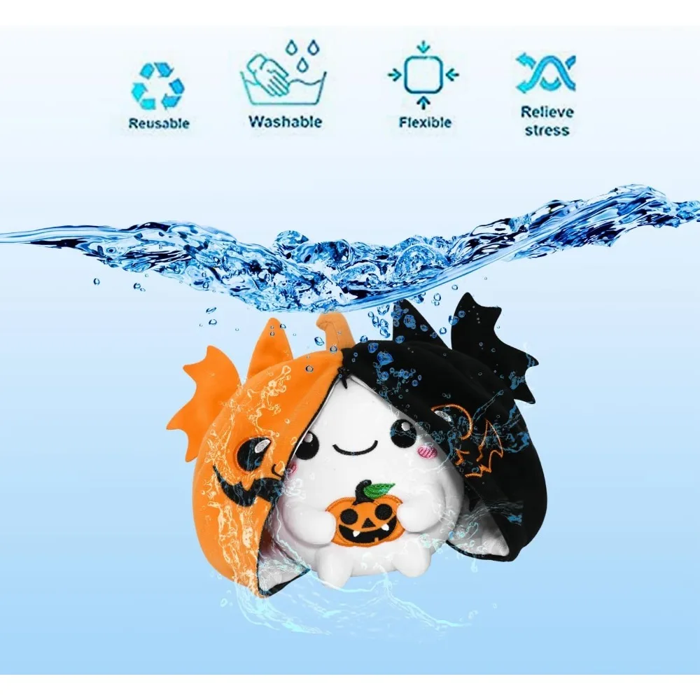 Halloween knuffel omkeerbaar vleermuis geest pluche, getransformeerde pompoen pluche rits, vleermuis geest knuffeldier schattige knuffel Bir