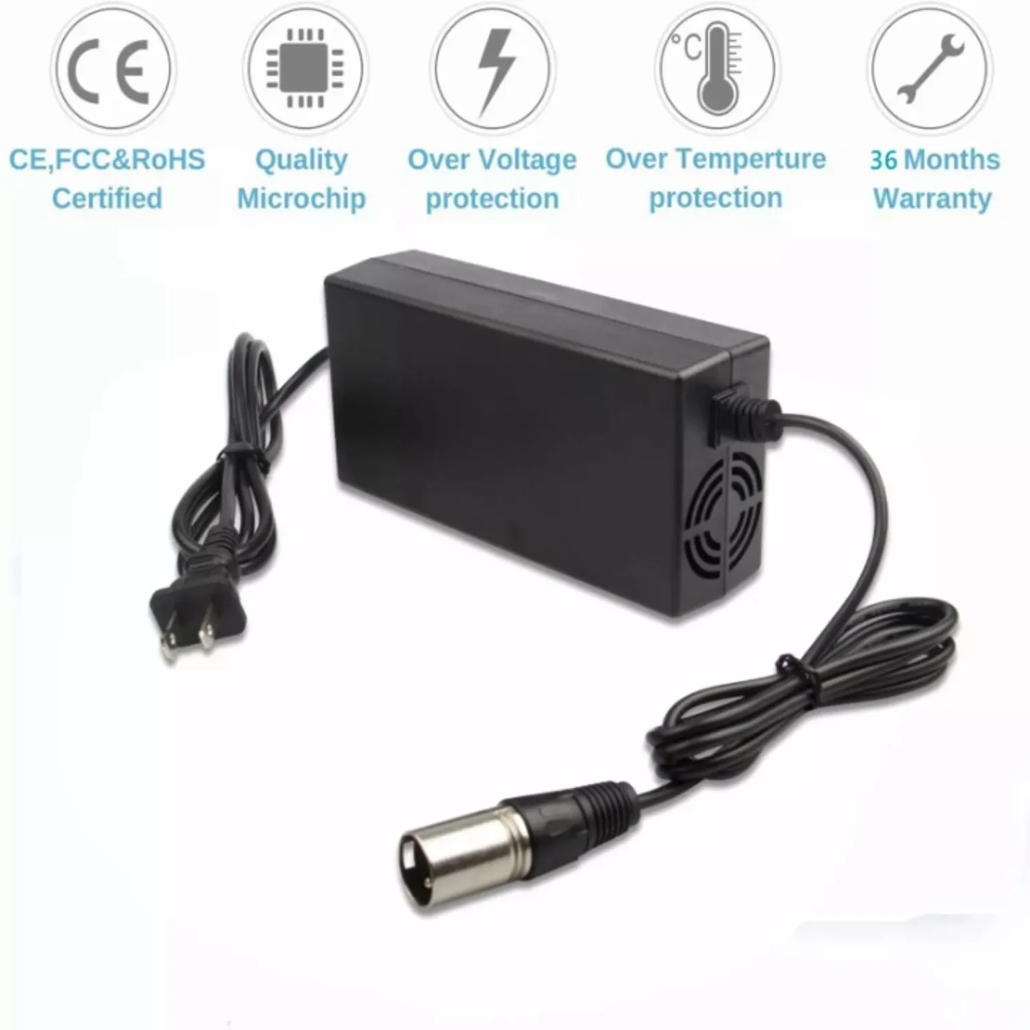 Sports 54.6V 2A Adapter Power Charger For 48V Lithium Battery Electric Bicycle E-Bike TKMSP03714