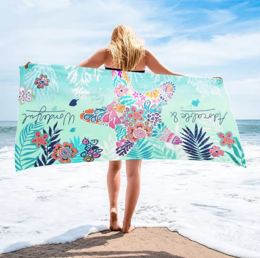 

Popular Mandala Digital Printing Water-Absorbing Quick-Drying Swimming Microfiber Anti-static Square Beach Towel