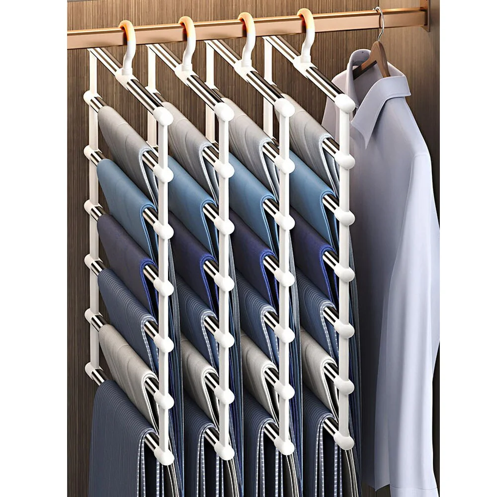 

6/8 Layers Folding Pants Hanger Multifunctional pants Hanger Foldable Pant hangeres Save Wardrobe Space Wardrobe Organizer