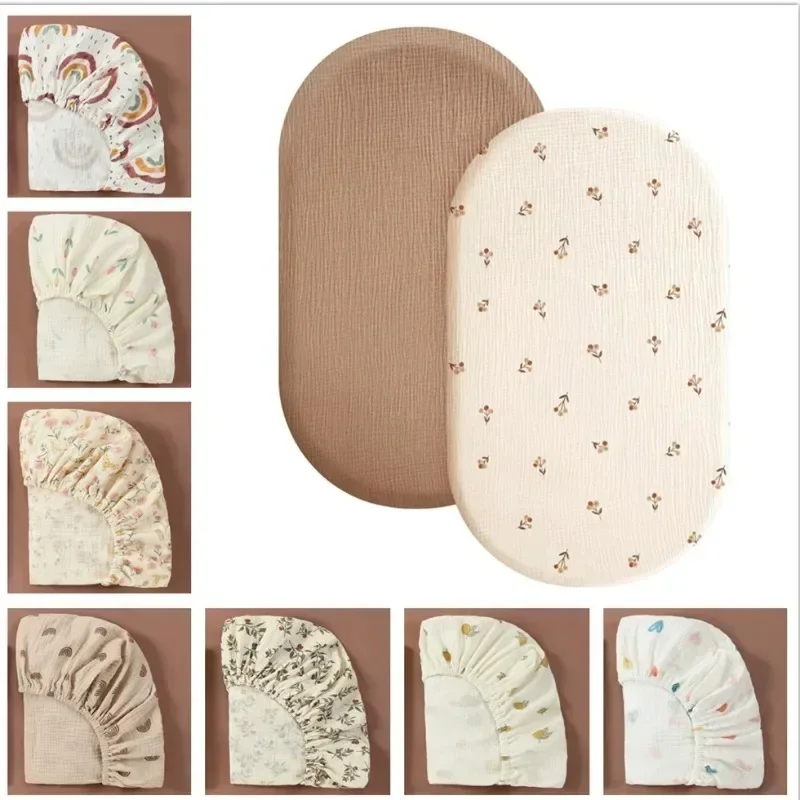 Drap-housse en mousseline de coton doux et respirant pour bébé, drap de lit universel pour nouveau-né, couleur unie, drap plat pour berceau pour nourrissons