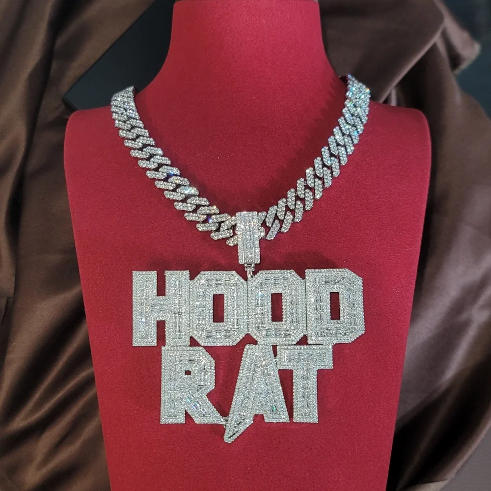 

Custom Necklace Chain Hip Hop Square Letters Pendant Personalized Icy Nameplate Fashion Jewelry Gifts For Birthday Prom Party