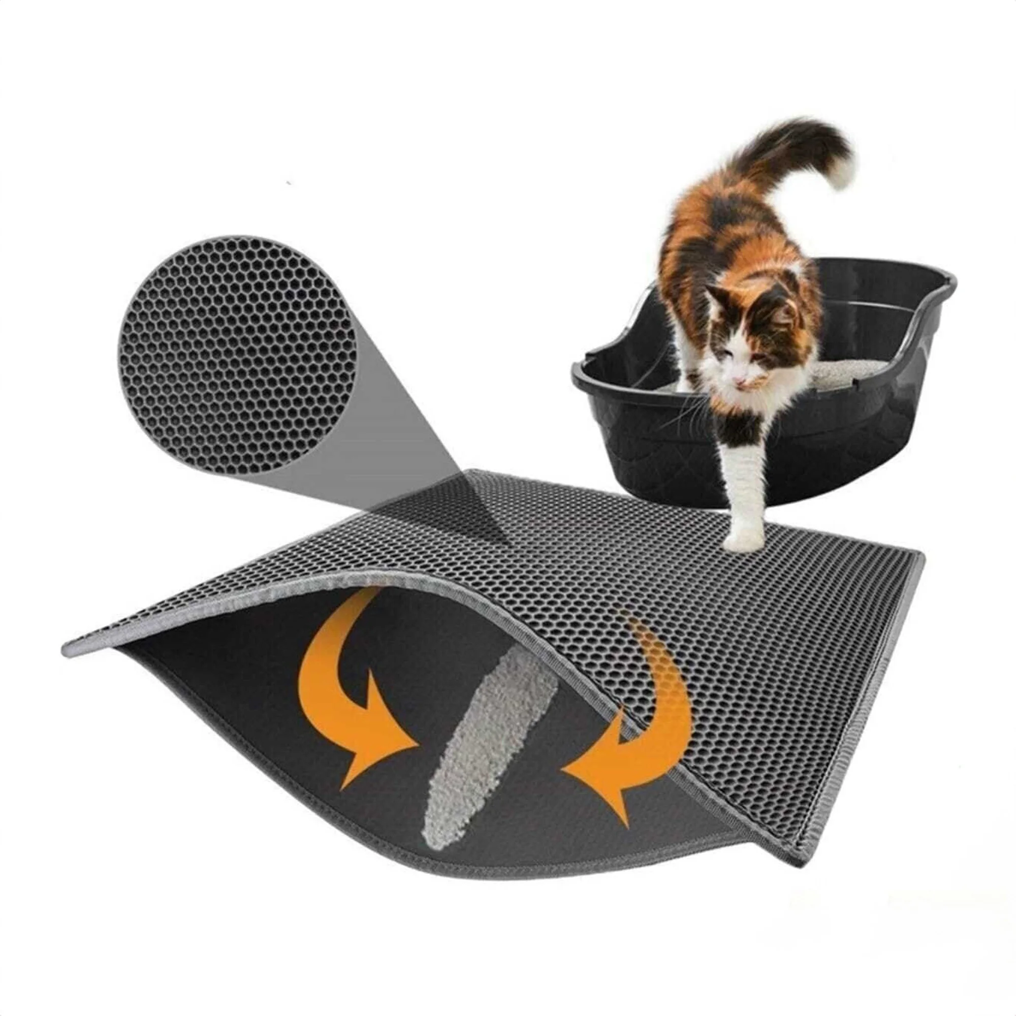 Cat Litter Mat Grit Collector 45 x 60 Waterproof  Cat Mat With Filter Litter Box Accessories Cat Supplies Cat Litter Mat Double