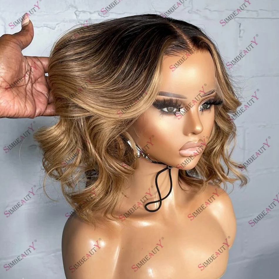 

Bob Short Human Hair Ombre Blonde Women Wigs Face Frame Dark Root 100% Remy Hair 360 Lace Frontal Wig Pre Plucked Hairline U Wig