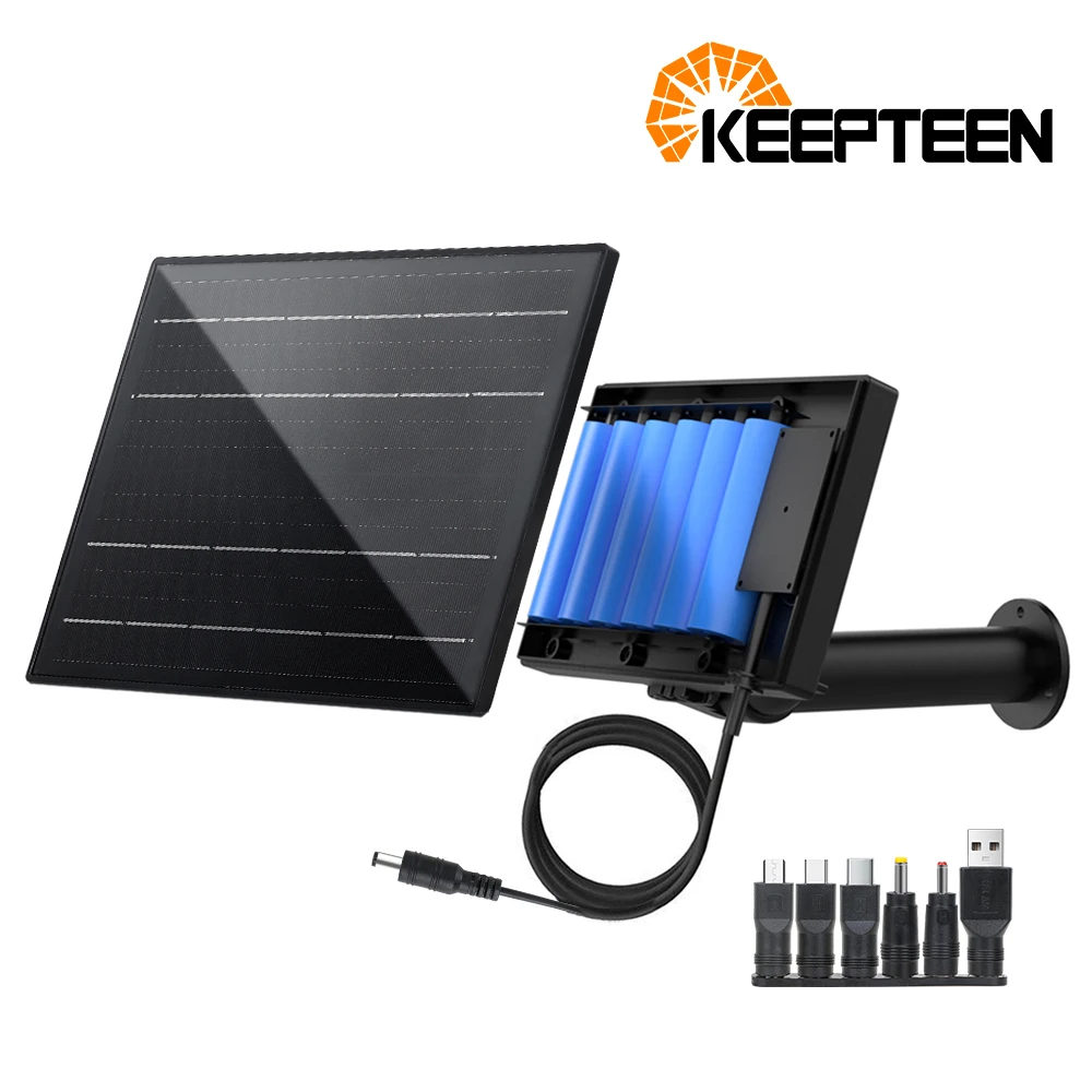 3in1 8W Solar Power Charger with 18000mAh Battery DC 6V/1.5A Output Solar Panel System Mini USB TypeC DC interface for IP Camera