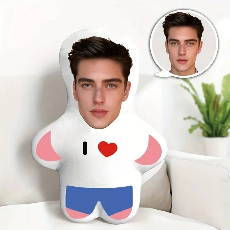 Op maat gemaakt "I Love You" mini-pluche pop gepersonaliseerd fotokussen, perfect koppelcadeau, zacht polyester - afbeelding 2