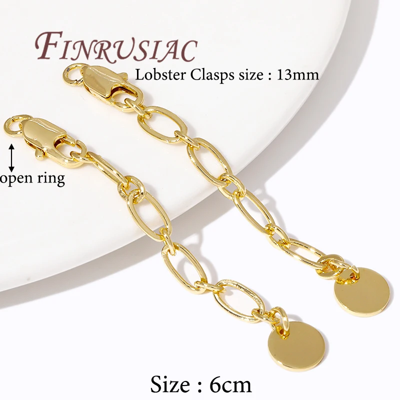 18K Vergulde 6CM Verlengketting Voor Sieraden Maken DIY Accessoires, Staartketting Met Kreeft Sluitingen Connectors Voor Armbanden