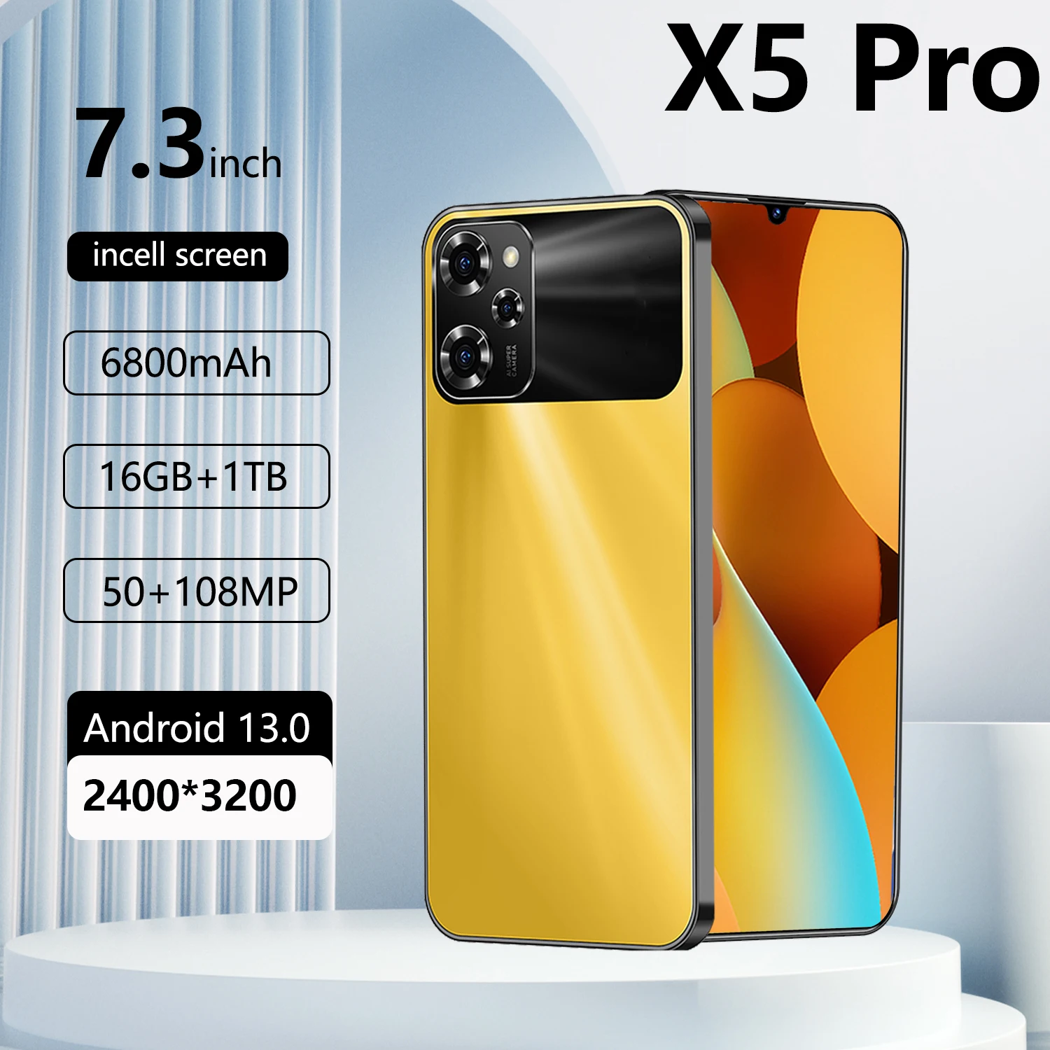 2025 X5 Pro Smartphone 7.3 inch Full Screen 4G/5G Cell Phone 16TB+1TB 6800mAh Mobile Phones 108MP Global Version Celulares