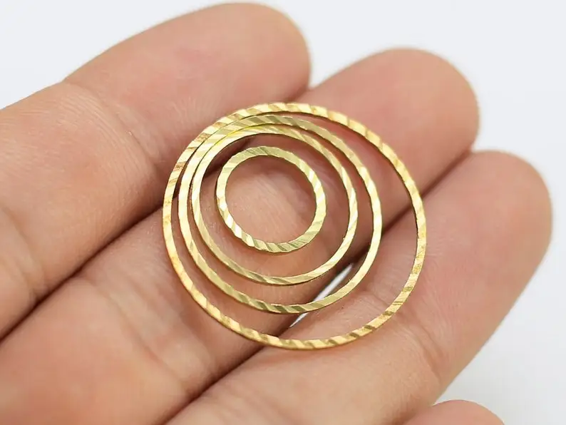 50pcs Round Circle Earring Connector, Round Brass Charms, Jewelry Making Supply, 12mm 15mm 18mm 20mm 22mm, Brass Findings -R1809