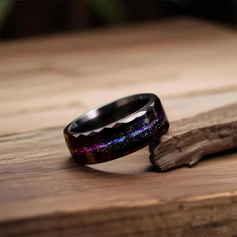 Black Tungsten Carbide Galaxy Wedding Band Ring for Men