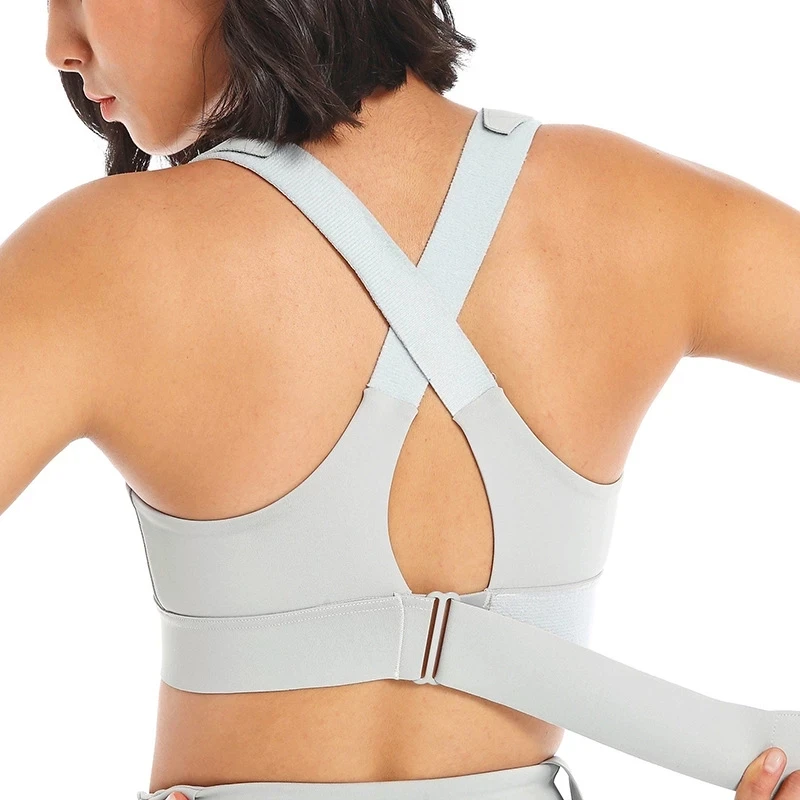 Phụ Nữ Áo Lót Thể Thao Thun Crop Yoga, Áo Vest Dây Kéo Trước Plus Kích Thước Có Thể Điều Chỉnh Dây Đeo Chống Sốc Tập Gym Tập Thể Dục Thể Thao Áo