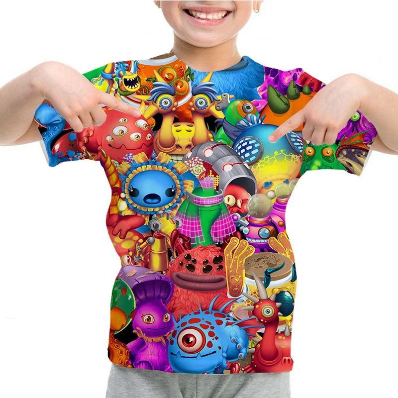 My Singing Monsters 3D Print T-shirt Boys Girls Summer 3D Cartoon Anime T Shirt O-neck Casual Tshirts Short Sleeve Children Tops