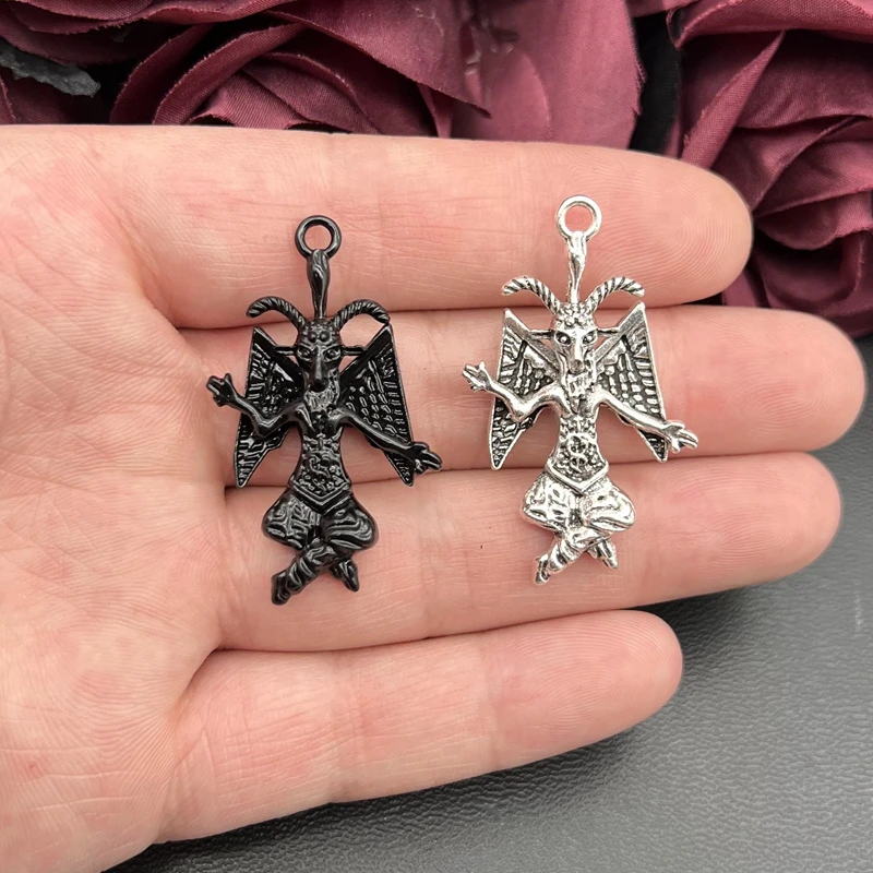 50pcs 3D Gothic Baphomet Pendants,Satan Charm,Satanic Imprint, Lucifer,Suitable Halloween For DIY Handmade Jewelry Accessories