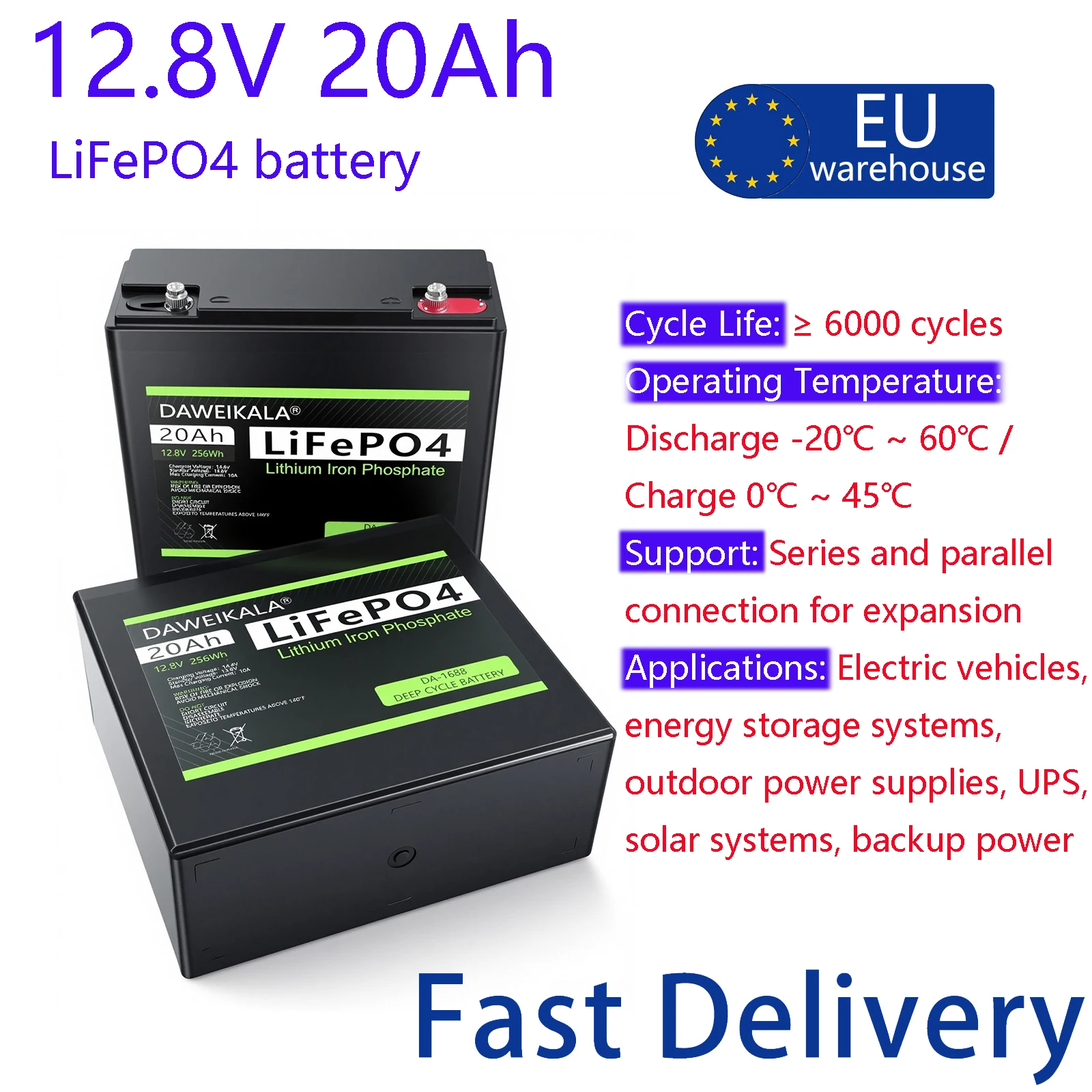 12V 20Ah Lithium-Eisenphosphat LiFePo4 Wiederaufladbare Batterie 12V LiFePo4 Deep-Cycle-Batterie Geeignet für Kinderroller Bootsmotoren Wohnmobile Elektromotorräder Unterstützt Reihenschaltung 24V 36V