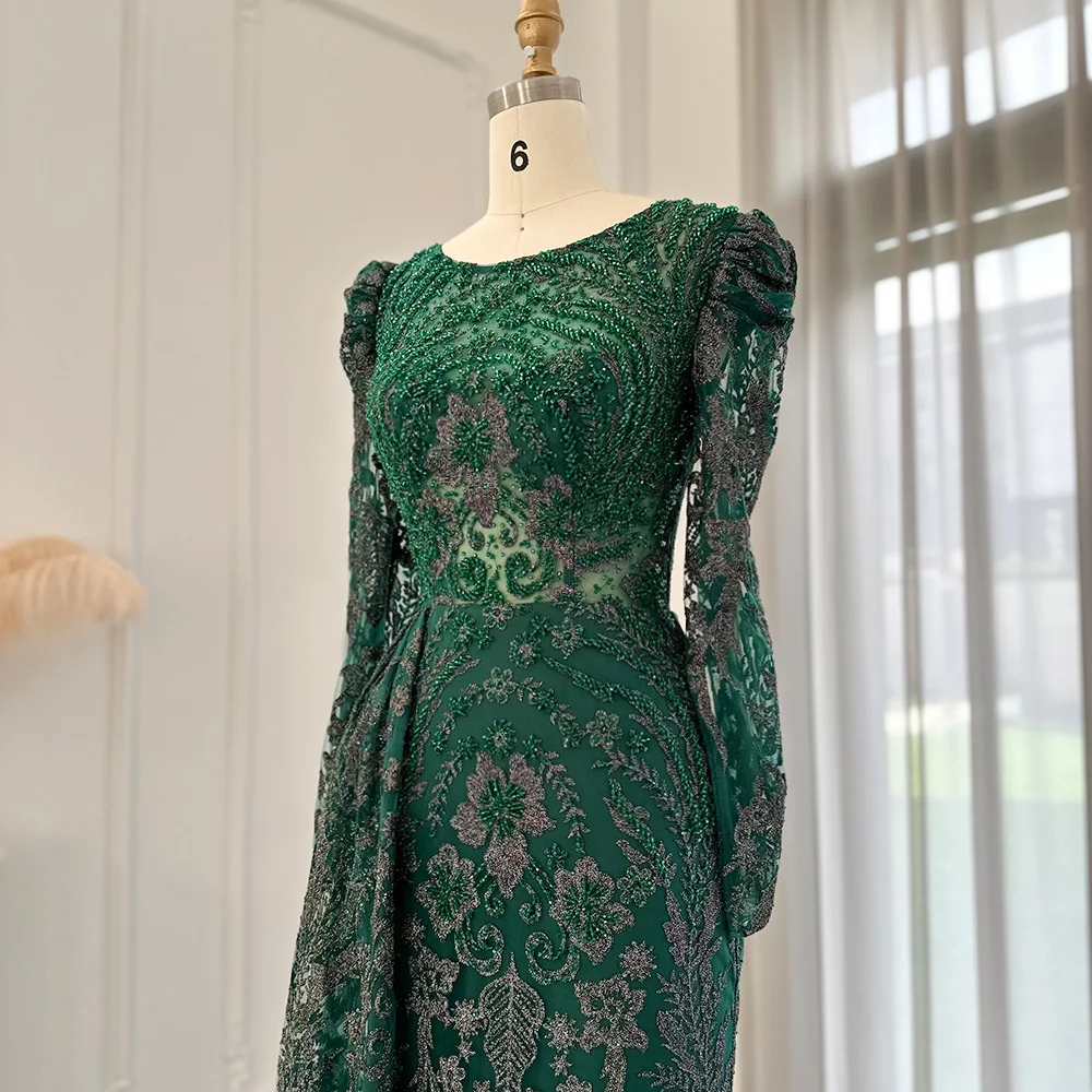 Sharon Said Dubai Schwer Kristallverziertes Übergrößen-Meerjungfrauenkleid in Braun mit Überrock für Damen, Formelles Abendkleid SS127 Maßanfertigung – Detail 23