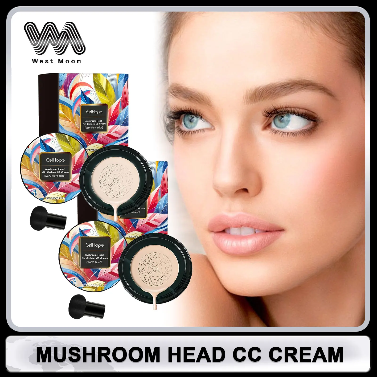 

Mushroom Head Air Cushion CC Cream Natural Moisture Waterproof Concealer Brighten BB Cream Foundation Makeup Cosmetics for Face