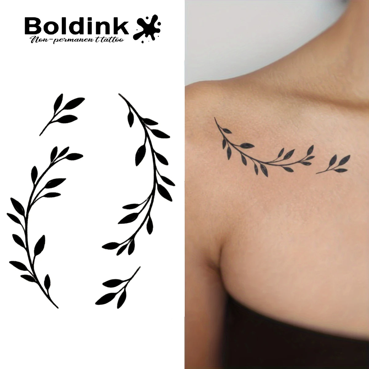 Branches and Leaves Temporary Tattoo,Lasts To 15 Days New Technology Magic Waterproof Semi Permanent Sticker.