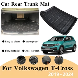 Car EVA Rear Trunk Mat For Volkswagen T-Cross 2019~2024 VW T Cross Anti-dirty Trunk Waterproof Carpet Storage Pad Rug Accesories