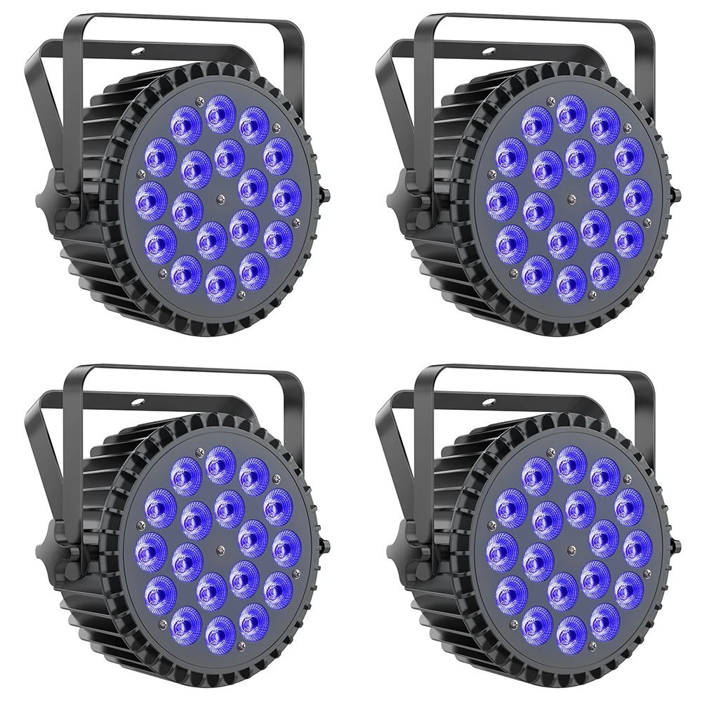 18 LED Par Light Stage Flat Effect Light for DJ Disco Party Bar Club Wedding Show Lights 200W Voice-activated Colorful Lights