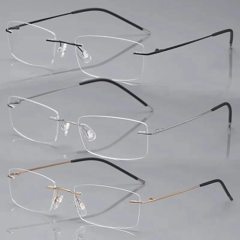 Lunettes de lecture Anti-lumière bleue, avec dioptrie, monture unisexe sans monture, monture de lunettes de prescription de haute qualité