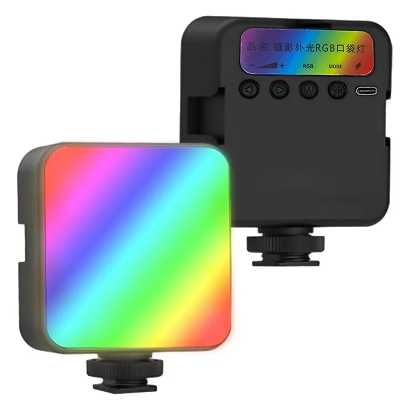 Minifocus Full Color RGB LED Video Light 2500K-7000K 800LUX Mini Fill 3 Cold Shoe 1800mAh Type-C Pocket Camera Hot Shoe Light