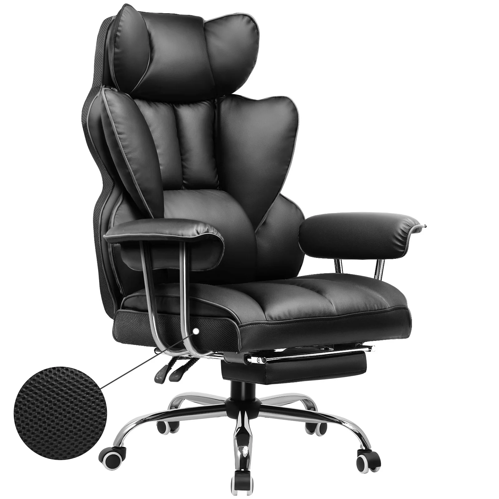 GTPLAYER Gaming stoel, Gamer stoel, Ergonomische bureaustoel met voetenbank, Stoffen oppervlak, Veer zitkussen, Gevoerde gaming stoel, Gaming fauteuil 150kg draagvermogen