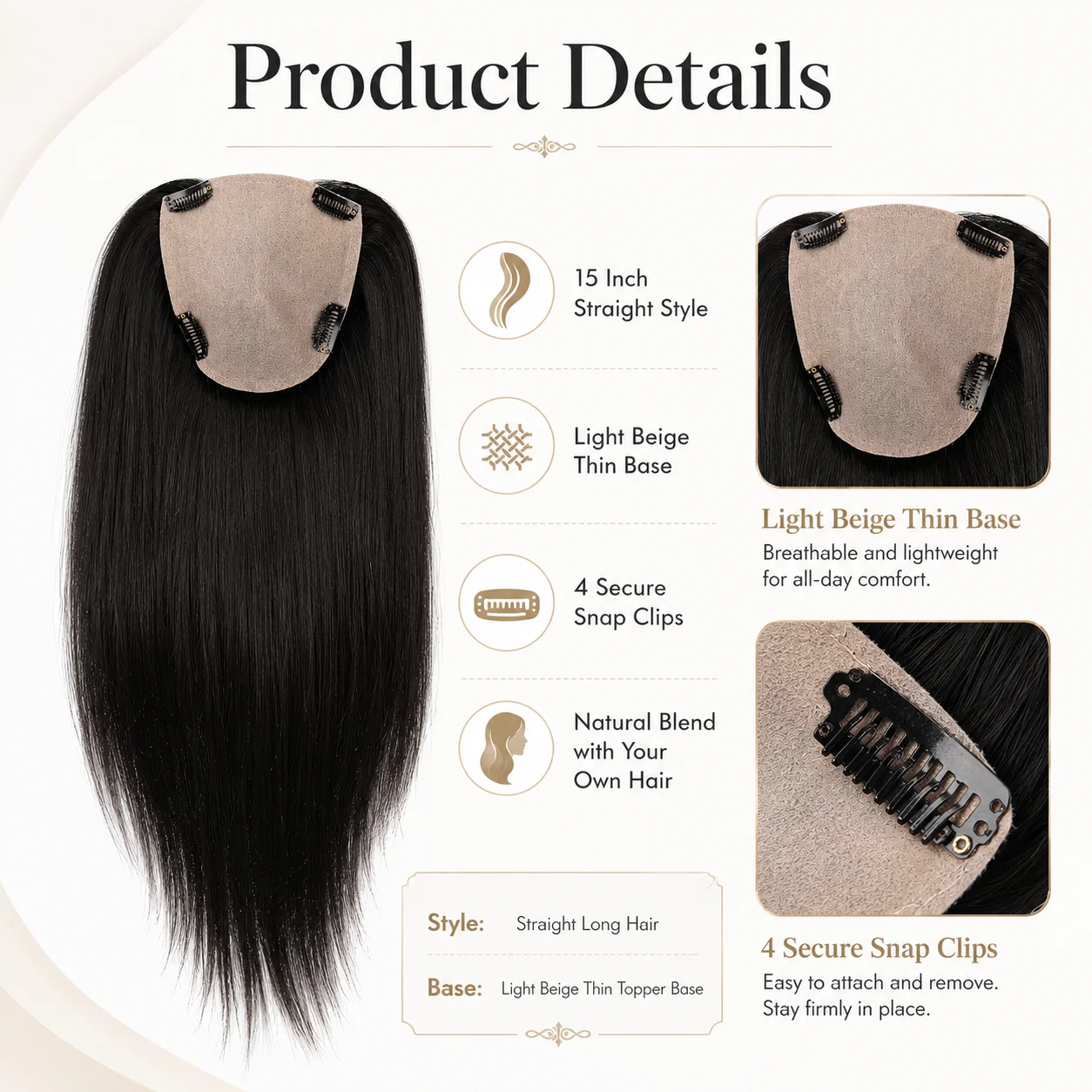 TUW03 Injection Silk Hair Topper Hair Toppers for Women Hair Piece 100% Remy  Human Hair Women Hair Topper Natural Human Hair