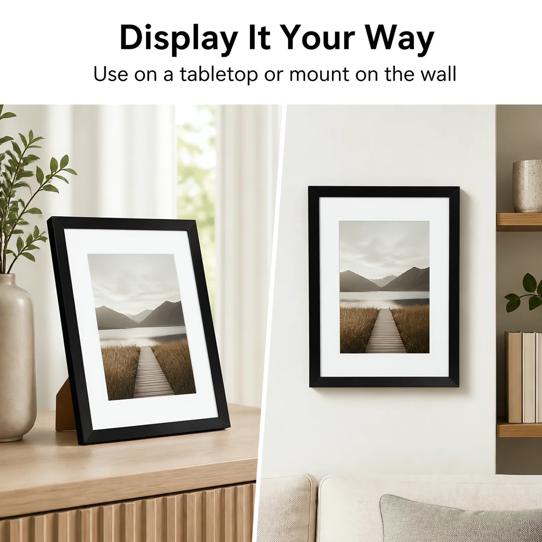 Upsimples 8.5 X 11 Picture Frame, Wall Decor Photo Frames, Black 1 Pack 8.5 X 11 Frame, 5 X 7 Frame with Mat for Gallery Wall, Family, Baby, Dog, Dorm, Christmas, Mothers' Day