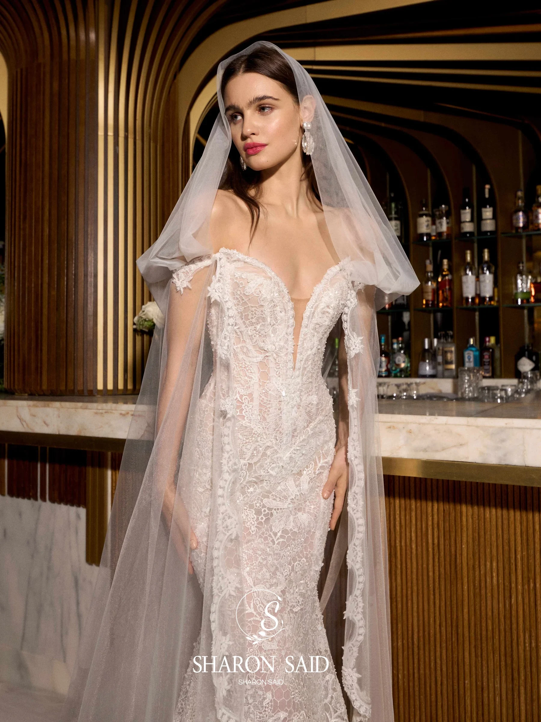 Sharon disse romântico com decote em v sereia fora do vestido de casamento de renda branca 2025 vintage espartilho varredura trem vestidos de noiva sw338 personalizado