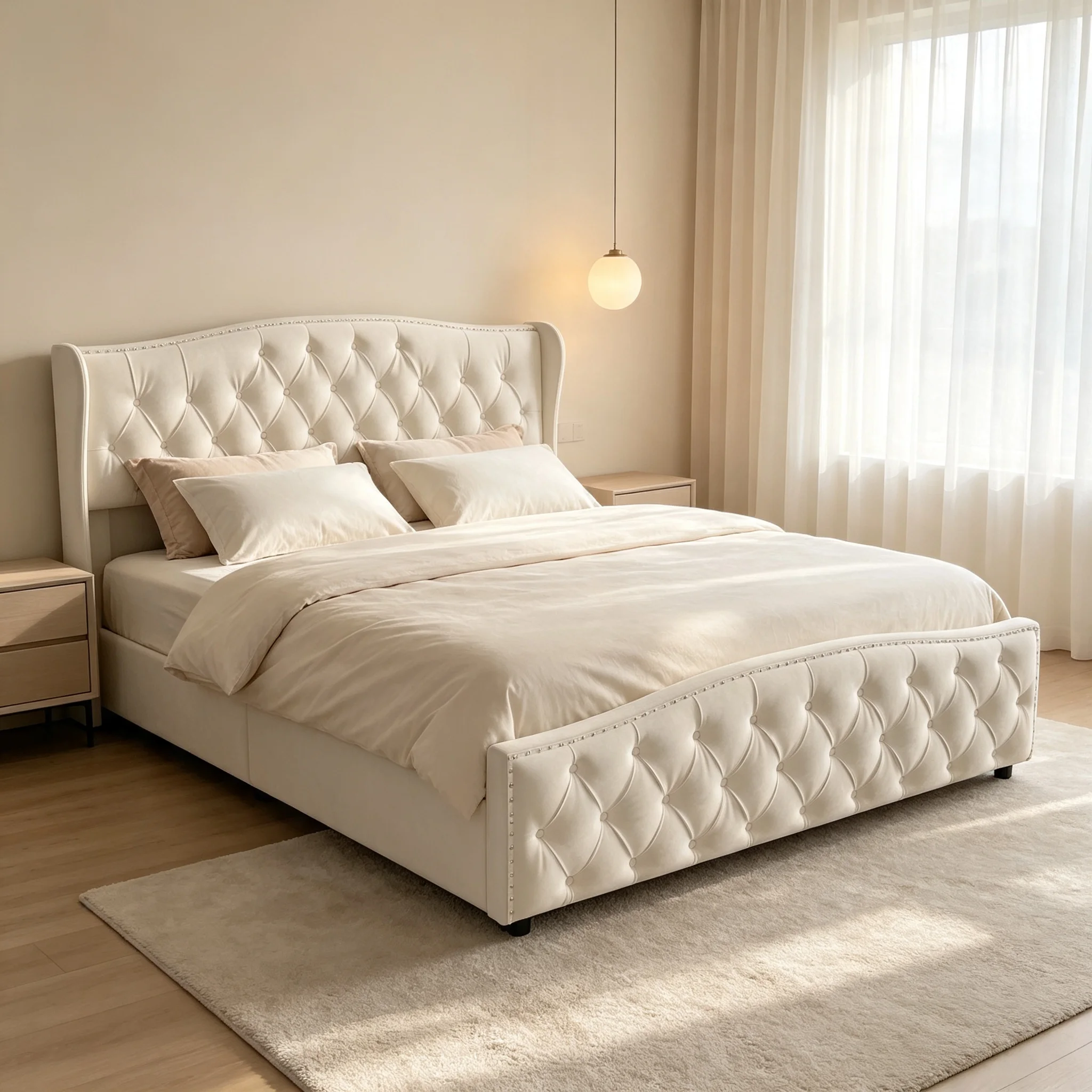 MINGZHE Lit rembourré, lit double avec sommier à lattes, cadre de lit avec rangement hydraulique, tissu en velours, lit pour jeunes de style moderne, sans matelas