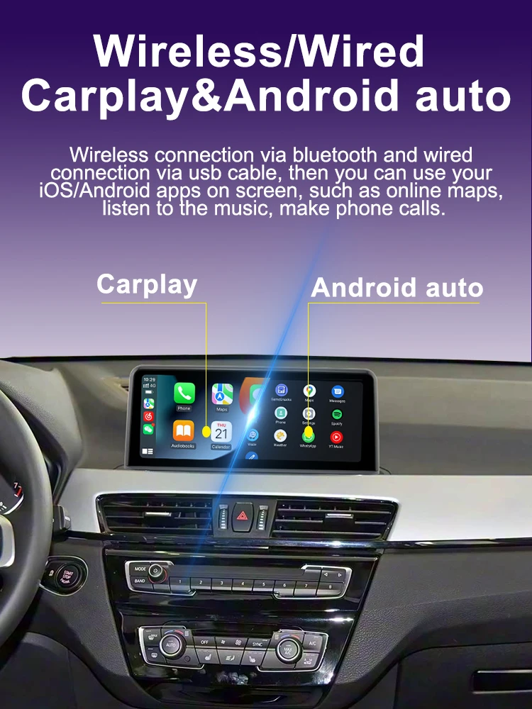 AUTOTOP 10,25 "Linux Auto Multimedia Youtube Radio Bildschirm Für BMW X1 F48 2016-2017 Android Auto NBT System drahtlose Carplay WiFi – Detail 8