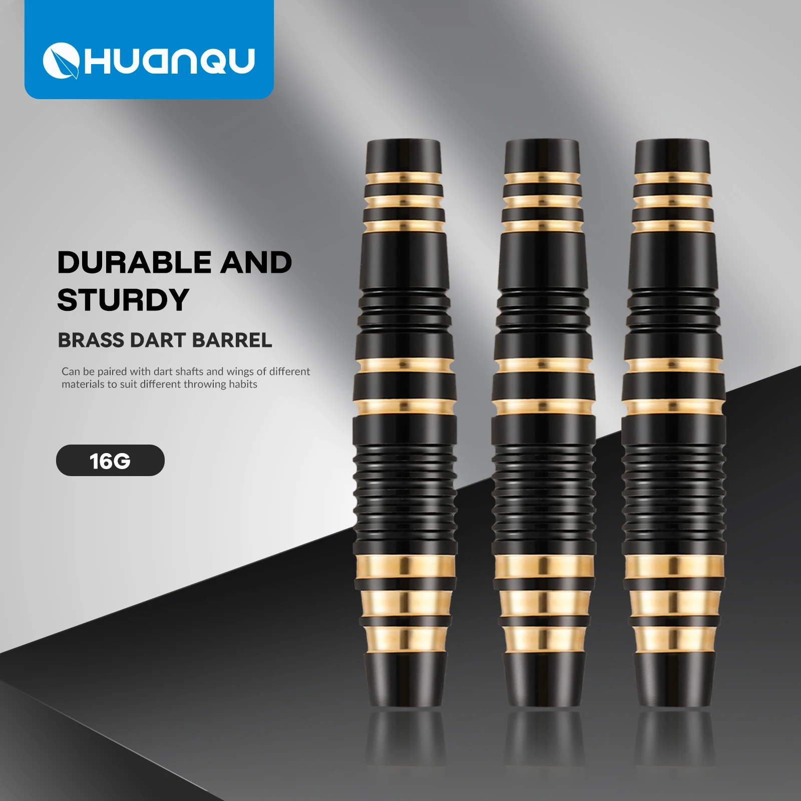 Huanqu 3-Pack 16g Copper Dart Barrel Replacement Parts, Total Length 47mm, Standard 2Ba Thread, Suitable for Soft Tip Darts and Steel Tip Darts, Dart Accessories