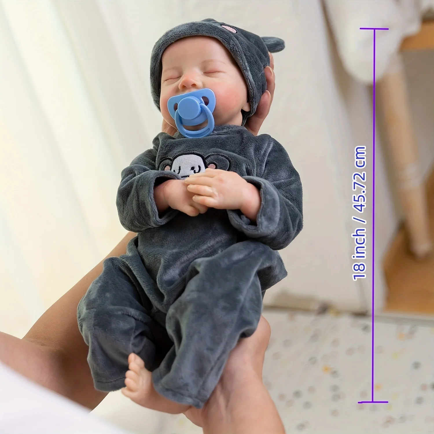 ตุ๊กตาเด็กทารกเหมือนจริง - ตุ๊กตาเด็กทารกทำจากไวนิลเนื้อนุ่มน่ารักขนาด 18 นิ้ว ตุ๊กตาเด็กทารกเหมือนจริงที่สามารถจัดท่าทางได้ (เฉพาะตุ๊กตา/ไม่มีอุปกรณ์เสริม)