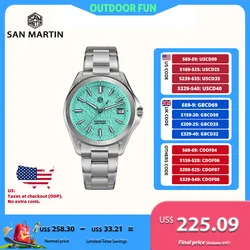 Reloj de vestir San Martin de 39mm para Hombre, Reloj mecánico de cuerda automática con fecha 3H, nuevo en la mosca, cierre ajustable, BGW-X1 Lume Hombre, Reloj SN0129C-2/3