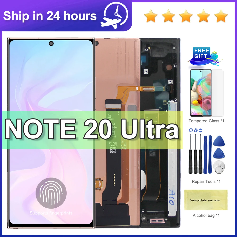 AMOLED Note 20 Ultra Display Screen Assembly For Samsung Note20 Ultra 5G N985F N986B Lcd Display Touch Screen with Frame