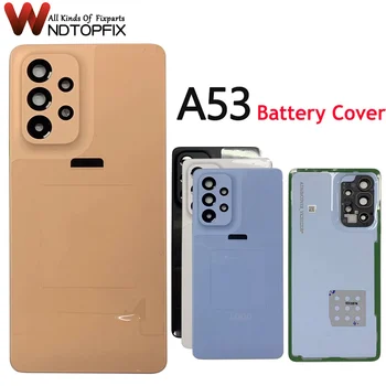 Novo para samsung galaxy a53 capa traseira habitação traseira caso do telefone porta substituição para samsung a53 5g bateria capa com lente + logotipo