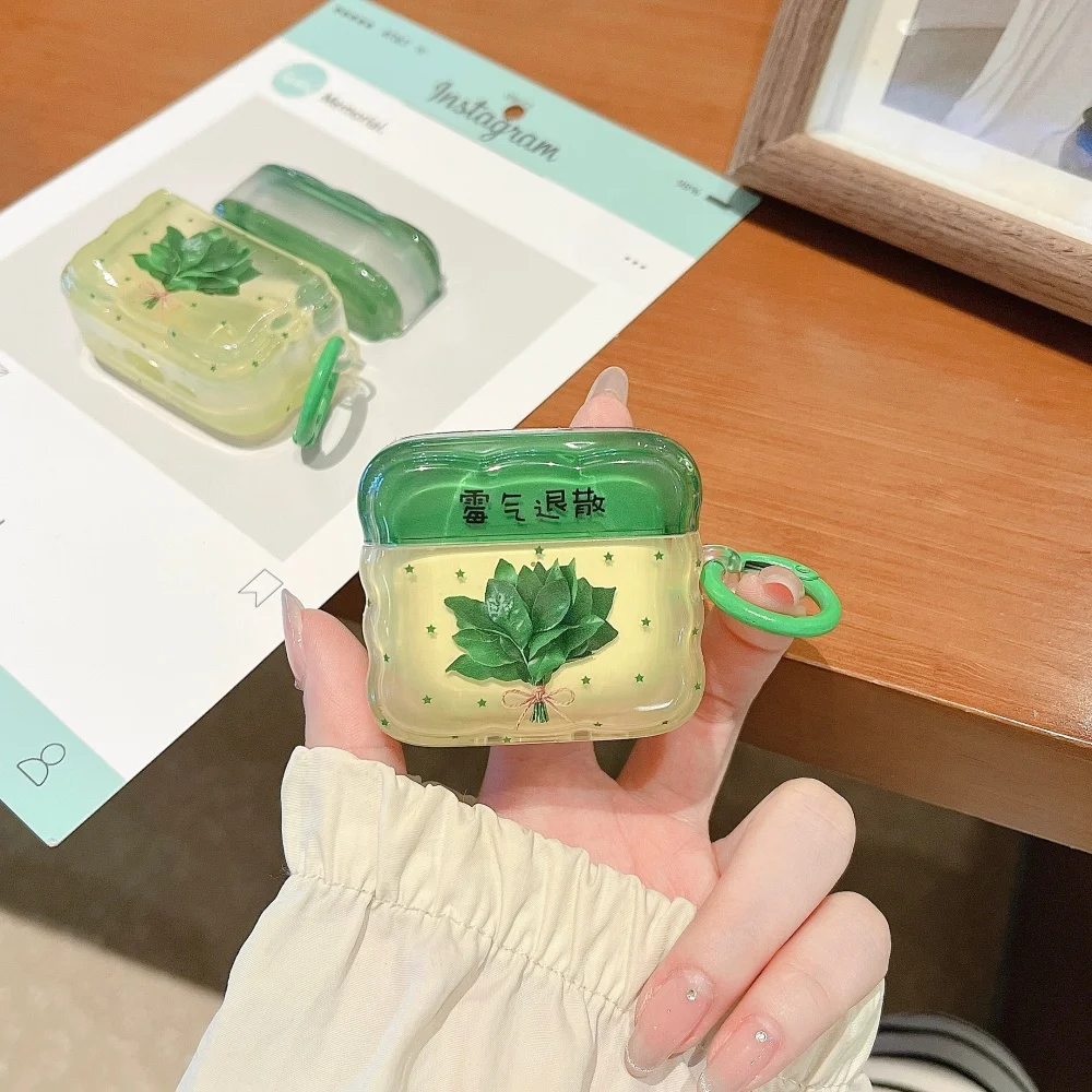 

Stylish and fresh grapefruit leaf headphone protective cover,suitable for AirPods 4/3/2 Pro/2/4,fashionable new protective cover