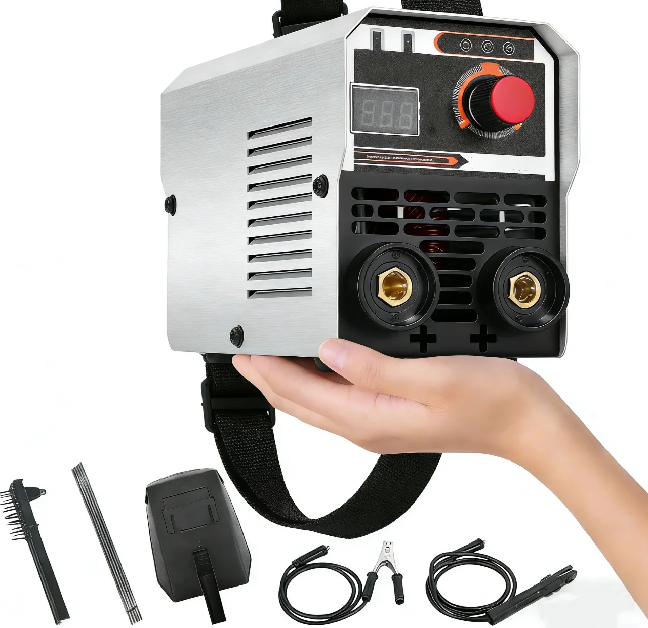 Soudeuse à arc numérique IGBT MMA-200 200A 220V, machine à souder à l'arc portable DC avec écran LED, démarrage à chaud, anti-adhérence, protection contre la surchauffe pour le bricolage à domicile, la réparation automobile et le travail des métaux