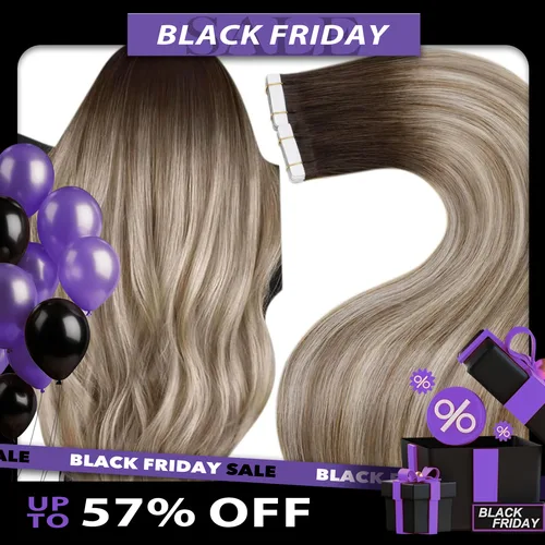 Extensiones de cinta Laavoo, cabello humano Remy 20P y 40P, cabello liso Natural, cinta adhesiva de doble cara en cabello humano, trama de piel