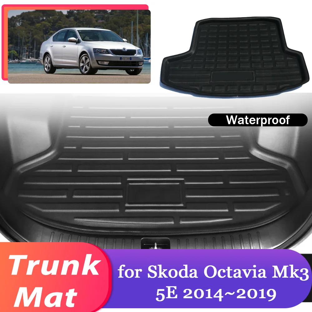 Car Trunk Mat for Skoda Octavia Mk3 5E Scout 2014~2019 Luggage Storage Waterproof Rug Cargo Pad Liner Cover Carpet Accessories