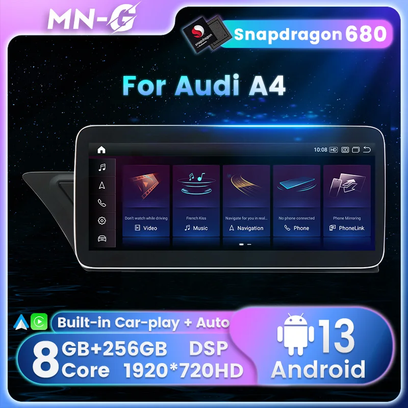 NEW Wireless Carplay Android Auto Car Radio For Audi A4 B8 A5 2009-2017 GPS Navi Multimedia Stereo 4G DSP WIFI Audio Head Unit