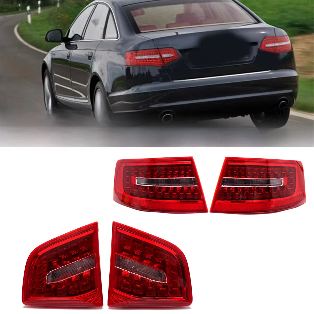 Voor Audi A6 C6 S6 RS6 Saloon Sedan 2009 2010 2011 LED Auto Achterlicht Remlicht Achter Richtingaanwijzer Stop lamp Montage - afbeelding 2
