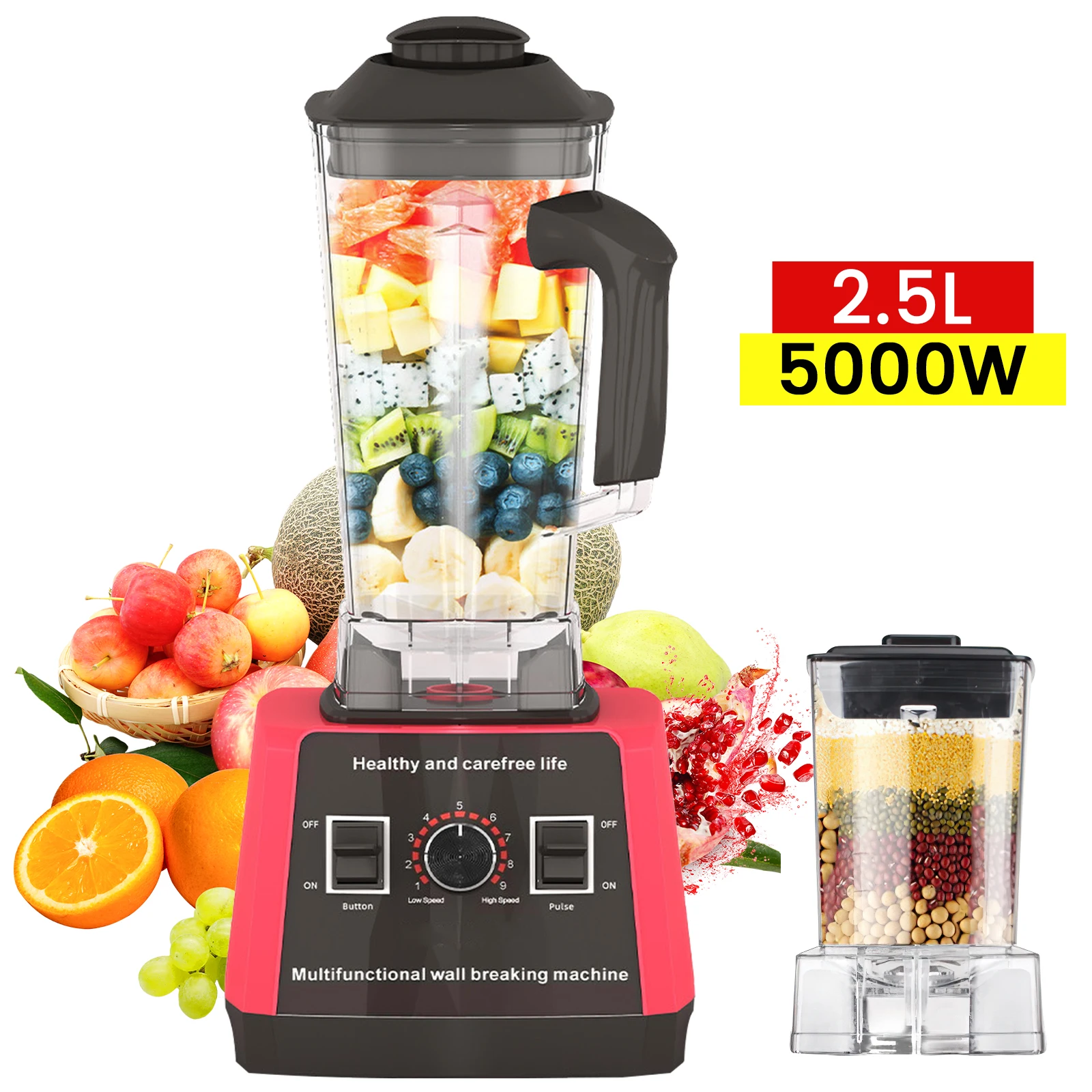 5000W Stationary Blender Heavy Heavy dity Commercial Ice Smoothies Appliances for shopping Professional High Power Food Processor