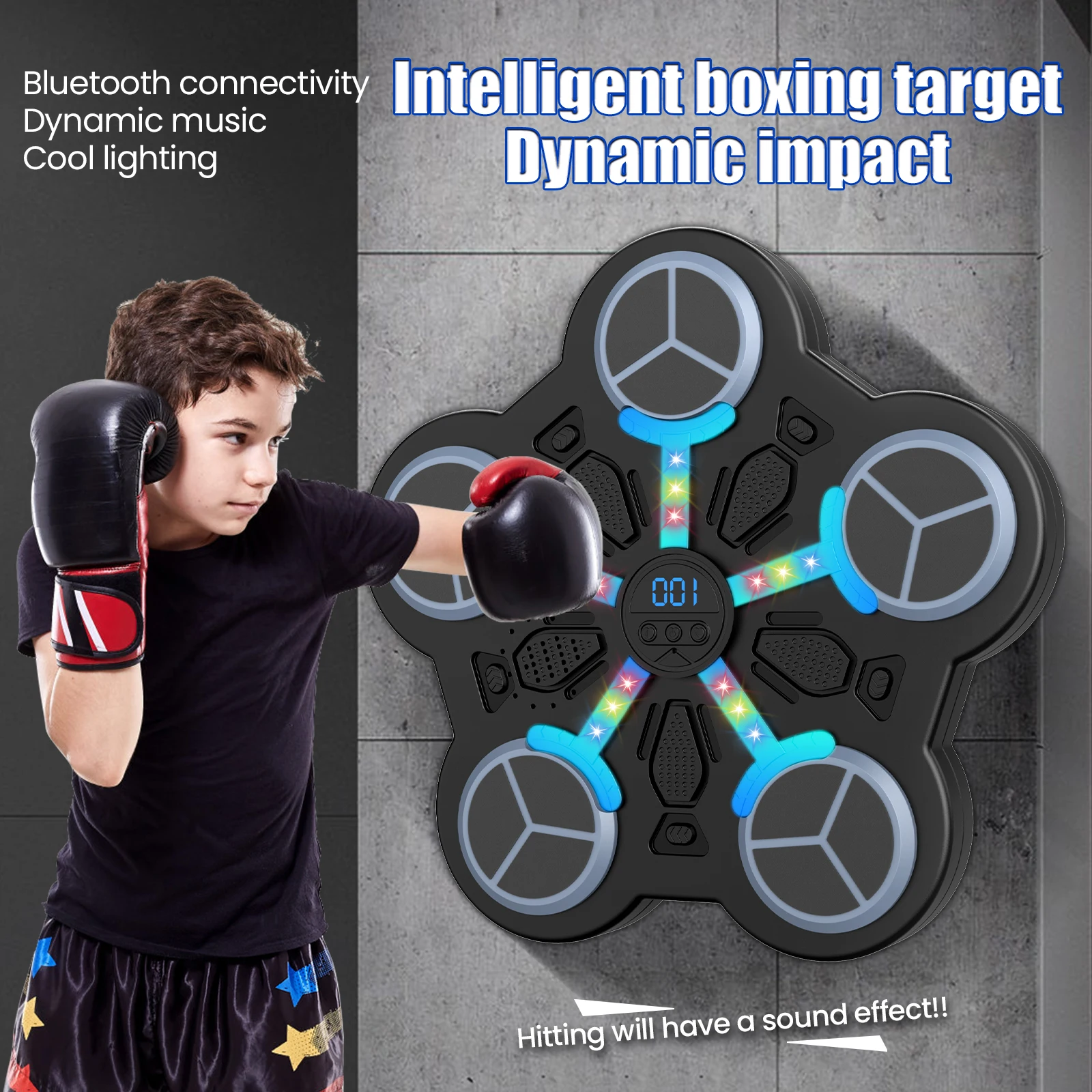 Kids Smart Bluetooth Boxing Training Machine, Wall Mount Punching Trainer with 3 Speed Modes, 3 Volume Levels, Sync Rhythm Lights, Dynamic Music & Digital Score Counter for Kids Indoor Exercise A31c7b0a416d54f92b18f1be164f259d1f