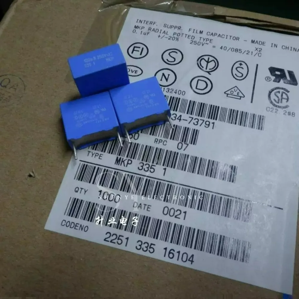 

10pcs/lot BC MKP335 0.1uf 250vAC 100nf u1 104 M Brand New 15mm Film Capacitor 225133516104